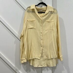 Linen button down top
